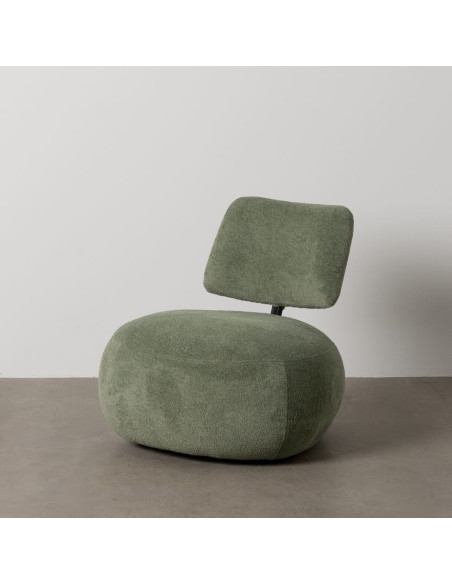 Fauteuil lounge moderne rond Tissu Vert Bois de pin Contreplaqué Norilo - 12