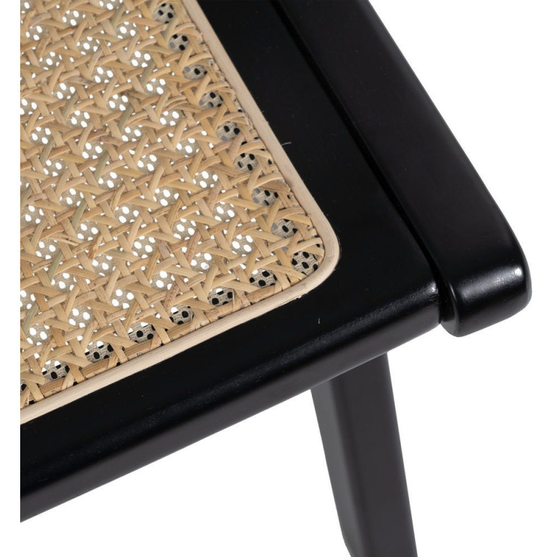 Fauteuil Bas en Bois d'hévéa Noir Rotin Naturel Gino - 8