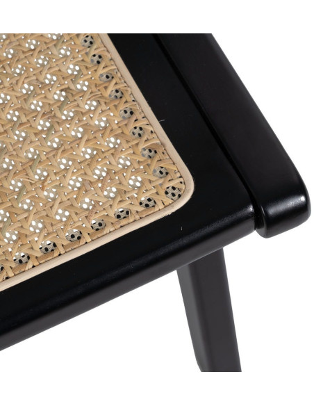 Fauteuil Bas en Bois d'hévéa Noir Rotin Naturel Gino - 8