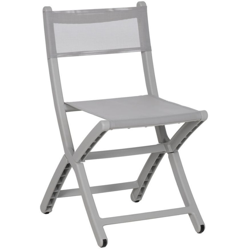 Chaise de jardin pliante moderne Polypropylène Textilène Gris Jalira (Lot de 4) - 1