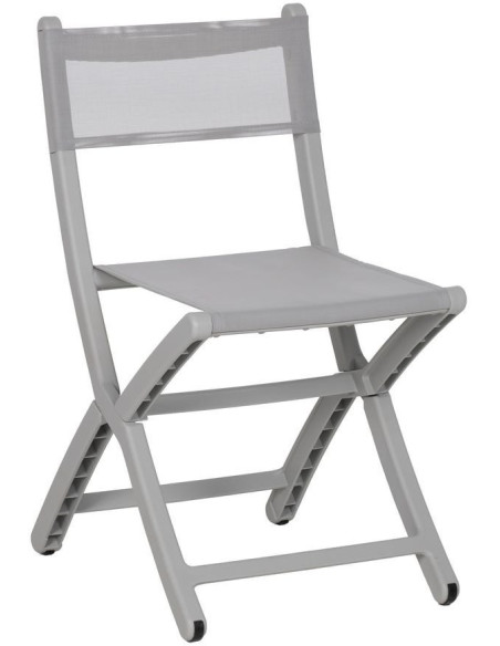 Chaise de jardin pliante moderne Polypropylène Textilène Gris Jalira (Lot de 4) - 1