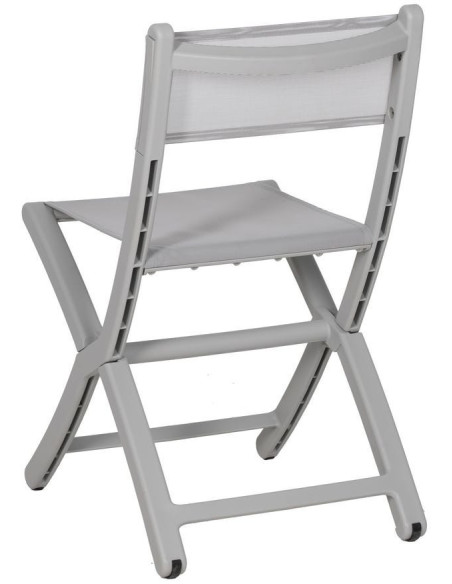Chaise de jardin pliante moderne Polypropylène Textilène Gris Jalira (Lot de 4) - 4