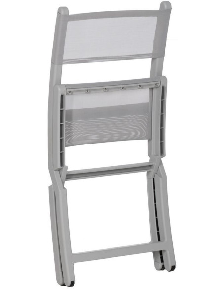 Chaise de jardin pliante moderne Polypropylène Textilène Gris Jalira (Lot de 4) - 5
