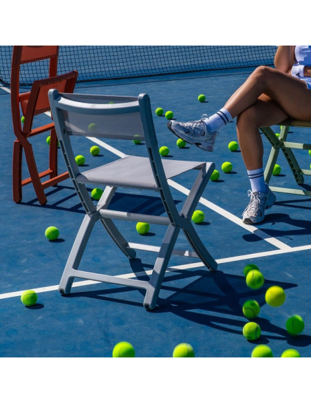 Chaise de jardin pliante moderne Polypropylène Textilène Gris Jalira (Lot de 4) - 2