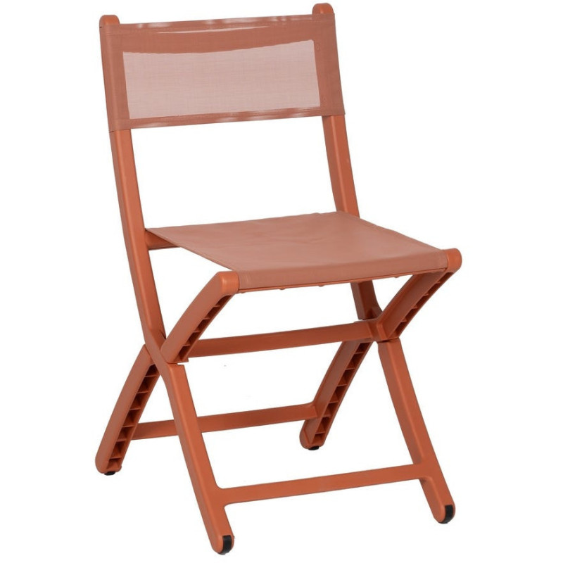 Chaise de jardin pliante moderne Polypropylène Textilène Terracotta Jalira (Lot de 4) - 1