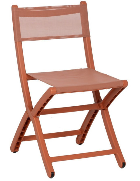 Chaise de jardin pliante moderne Polypropylène Textilène Terracotta Jalira (Lot de 4) - 1