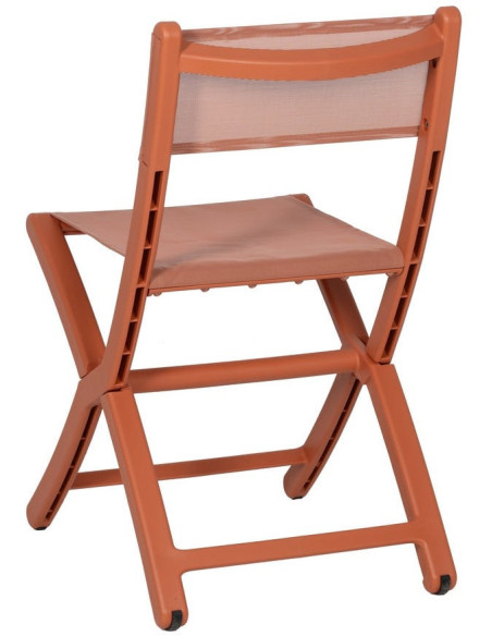 Chaise de jardin pliante moderne Polypropylène Textilène Terracotta Jalira (Lot de 4) - 4