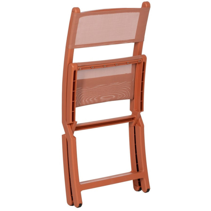 Chaise de jardin pliante moderne Polypropylène Textilène Terracotta Jalira (Lot de 4) - 5