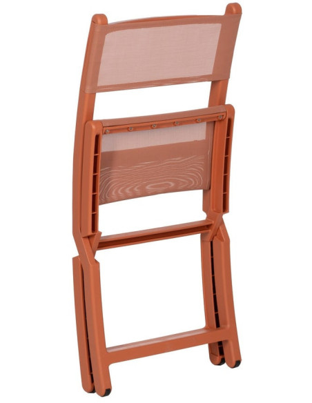 Chaise de jardin pliante moderne Polypropylène Textilène Terracotta Jalira (Lot de 4) - 5