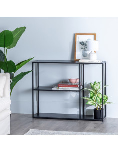 Console Rectangulaire 2 étagères en Métal Noir Square - 2