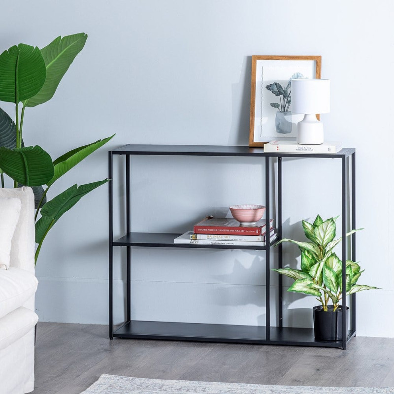 Console Rectangulaire 2 étagères en Métal Noir Square - 2