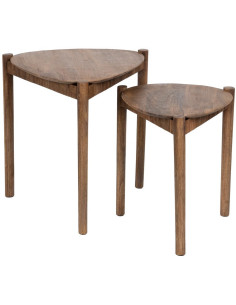 Table d'appoint Gigogne Ovale en Bois de manguier Naturel Maureen (Lot de 2) - 1