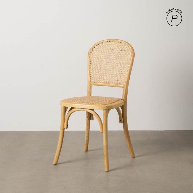 Chaise bistrot vintage en Bois Rotin Naturel Cannage Solina - 11