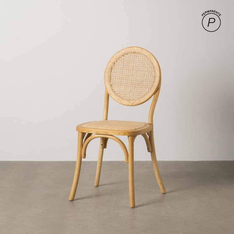 Chaise bistrot dossier rond en Bois Rotin Naturel Cannage Ralian - 11