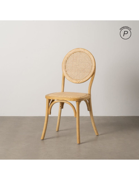 Chaise bistrot dossier rond en Bois Rotin Naturel Cannage Ralian - 11