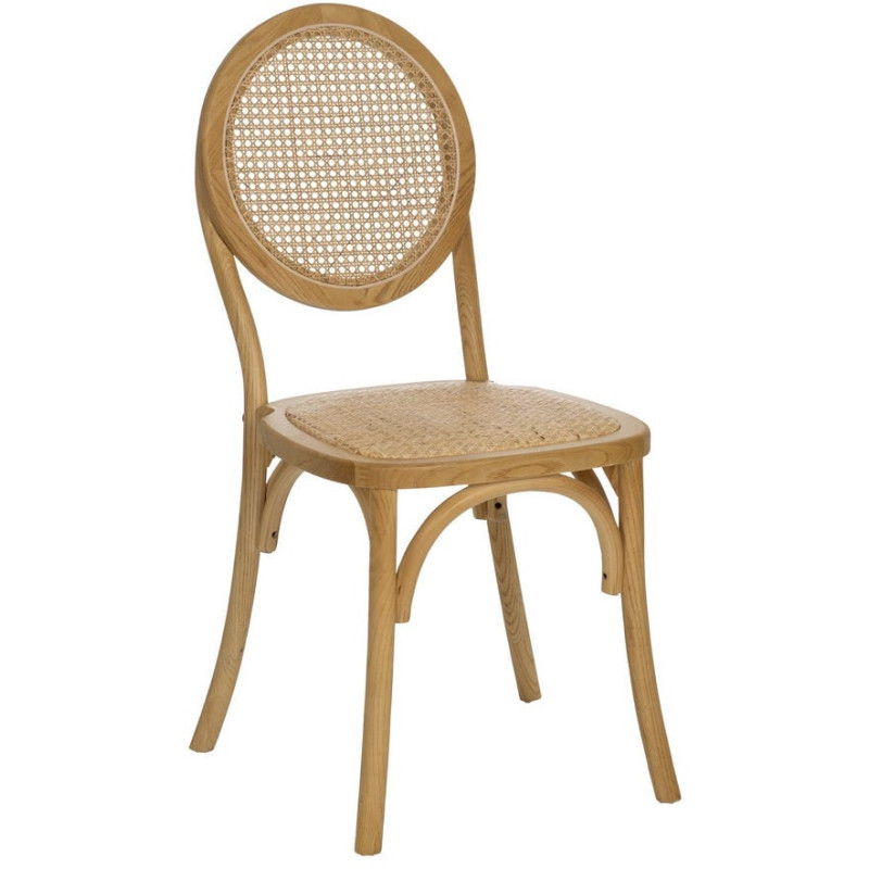 Chaise bistrot dossier rond en Bois Rotin Naturel Cannage Ralian - 1