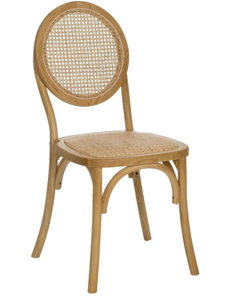 Chaise bistrot dossier rond en Bois Rotin Naturel Cannage Ralian - 1