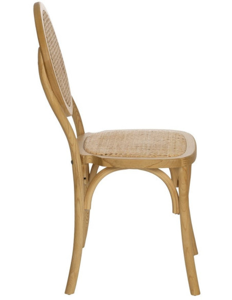 Chaise bistrot dossier rond en Bois Rotin Naturel Cannage Ralian - 2
