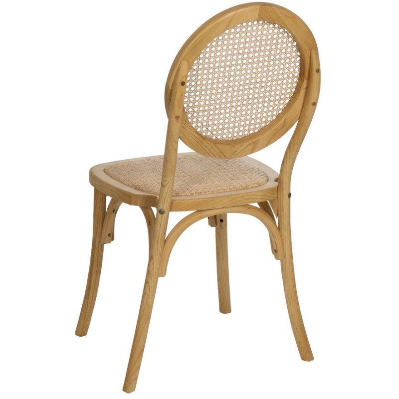 Chaise bistrot dossier rond en Bois Rotin Naturel Cannage Ralian - 3
