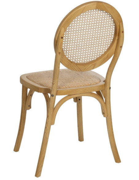 Chaise bistrot dossier rond en Bois Rotin Naturel Cannage Ralian - 3