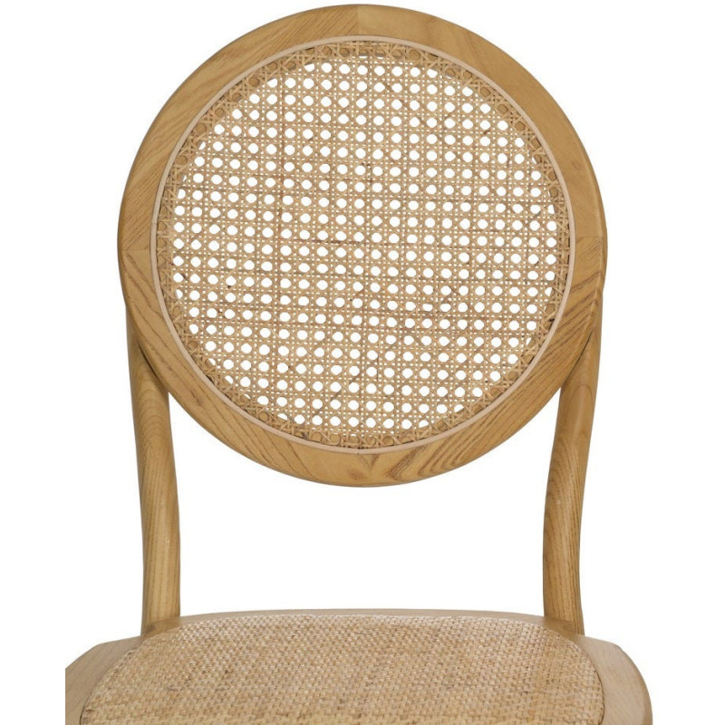 Chaise bistrot dossier rond en Bois Rotin Naturel Cannage Ralian - 4