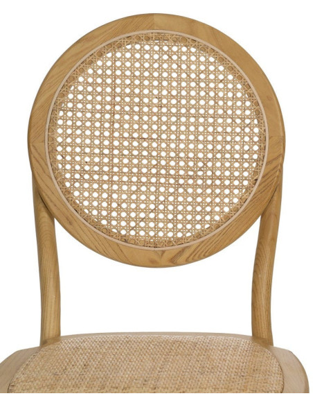 Chaise bistrot dossier rond en Bois Rotin Naturel Cannage Ralian - 4