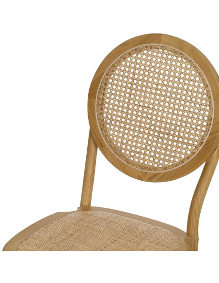 Chaise bistrot dossier rond en Bois Rotin Naturel Cannage Ralian - 5