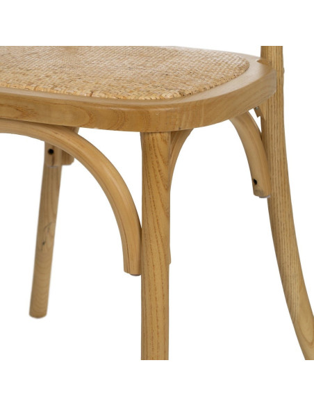Chaise bistrot dossier rond en Bois Rotin Naturel Cannage Ralian - 7