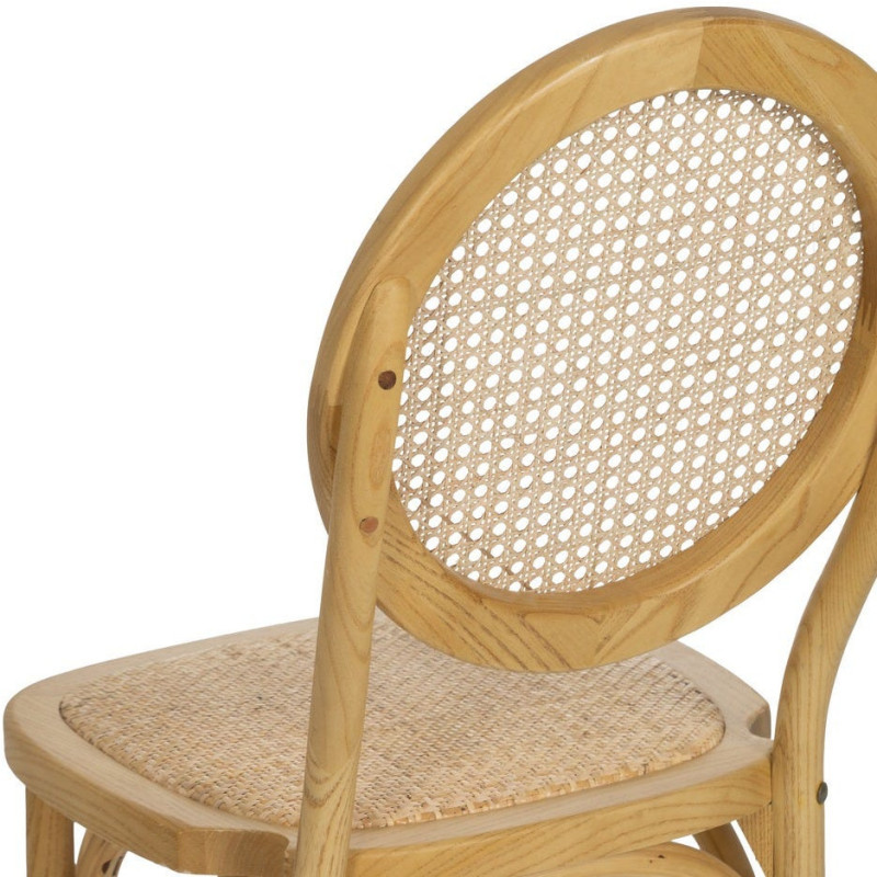 Chaise bistrot dossier rond en Bois Rotin Naturel Cannage Ralian - 9