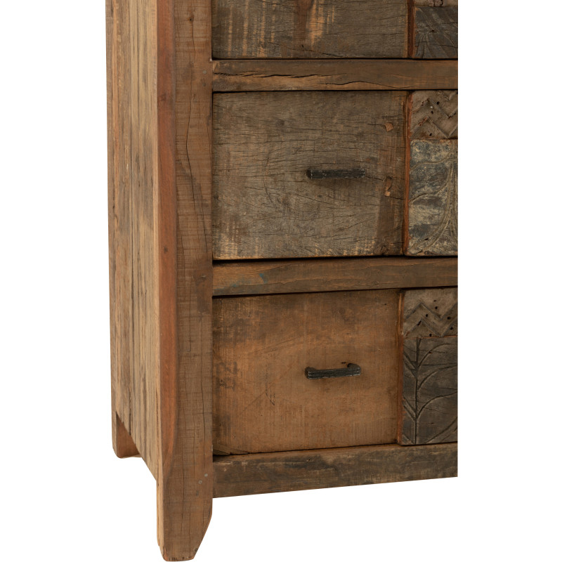 Meuble d'apothicaire 3 tiroirs Hector en bois vieilli marron - 6