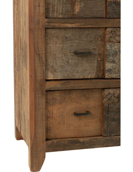 Meuble d'apothicaire 3 tiroirs Hector en bois vieilli marron - 6