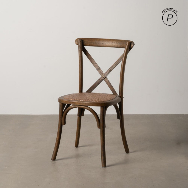 Chaise bistrot dossier croisé en Bois Marron Lomira - 11