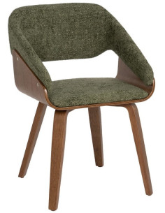 Fauteuil de table architecte Tissu Vert Bois de hêtre Naturel Calvio - 1