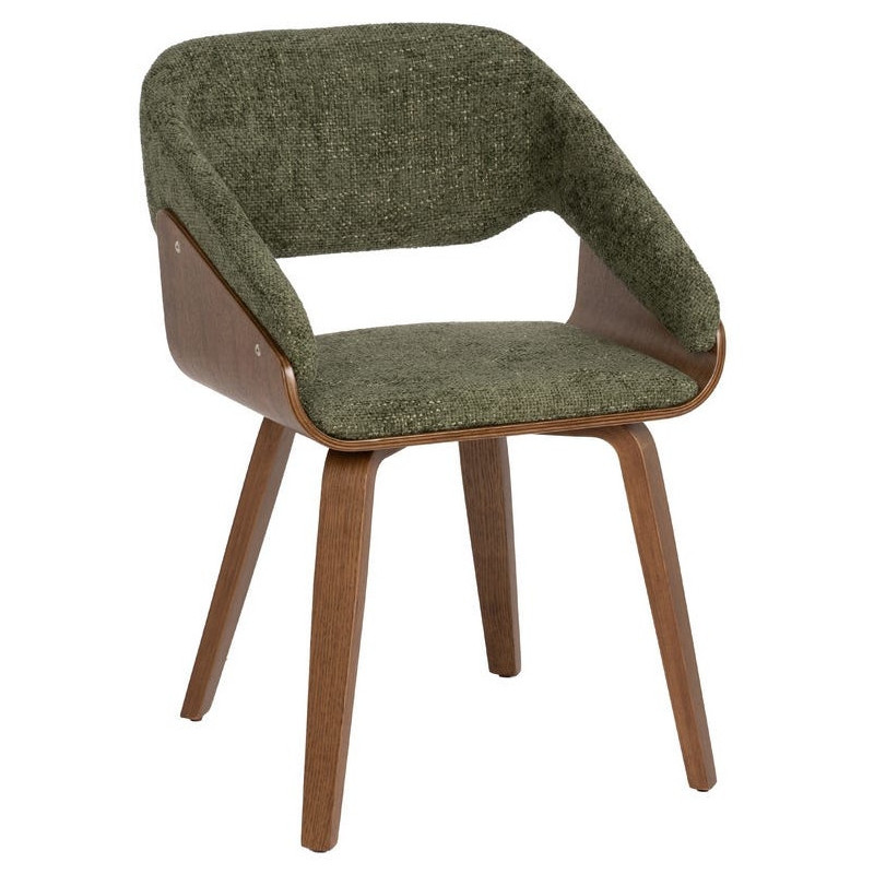 Fauteuil de table architecte Tissu Vert Bois de hêtre Naturel Calvio - 1