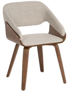 Fauteuil de table architecte Tissu Gris Bois de hêtre Naturel Calvio - 1
