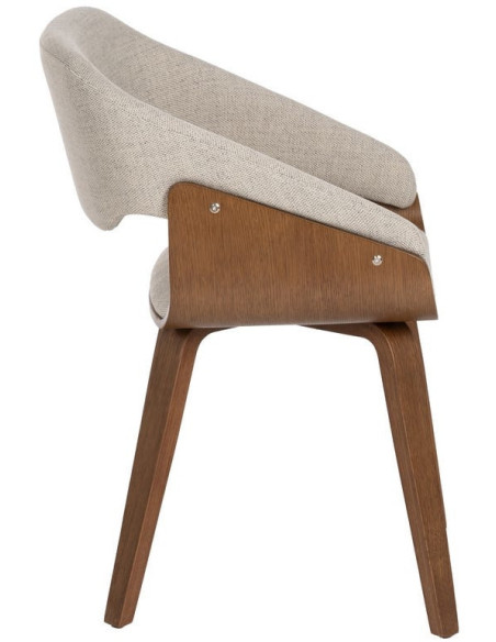 Fauteuil de table architecte Tissu Gris Bois de hêtre Naturel Calvio - 3