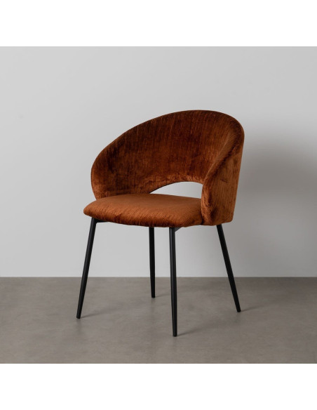 Fauteuil de table rétro chic en Velours Marron Côtelé Métal Noir Carden (Lot de 2) - 10