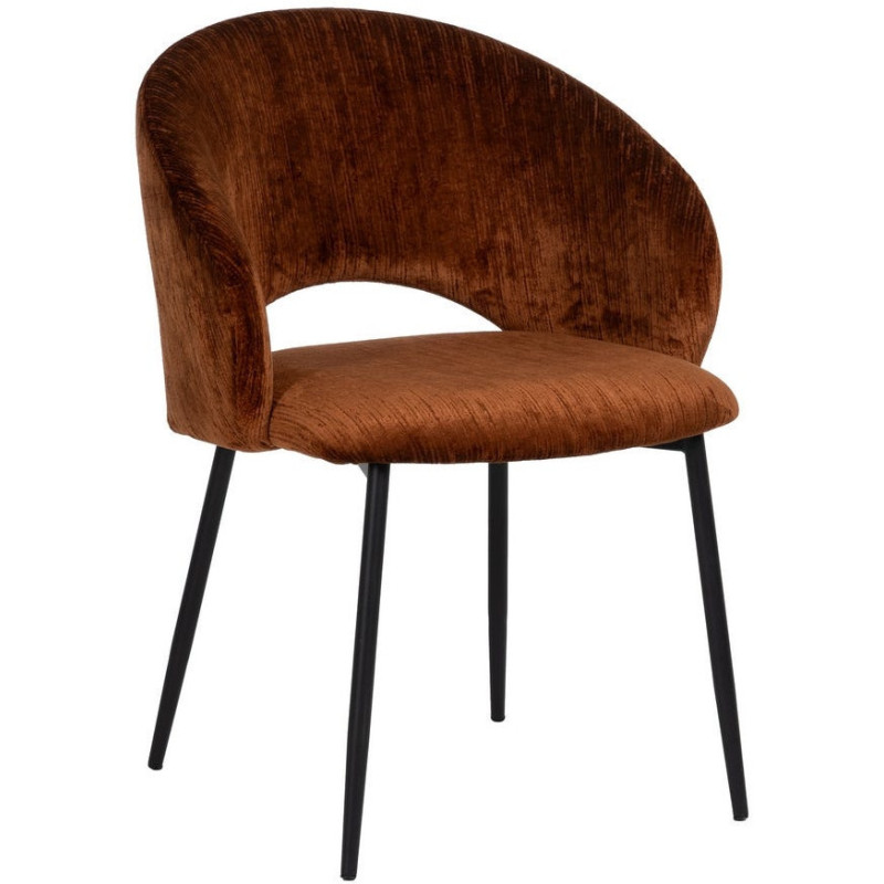 Fauteuil de table rétro chic en Velours Marron Côtelé Métal Noir Carden (Lot de 2) - 1