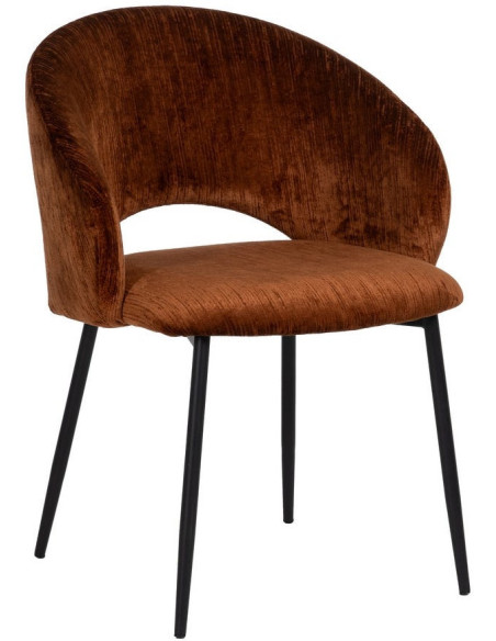 Fauteuil de table rétro chic en Velours Marron Côtelé Métal Noir Carden (Lot de 2) - 1
