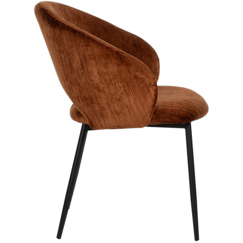 Fauteuil de table rétro chic en Velours Marron Côtelé Métal Noir Carden (Lot de 2) - 2