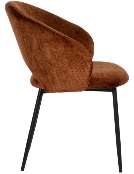 Fauteuil de table rétro chic en Velours Marron Côtelé Métal Noir Carden (Lot de 2) - 2