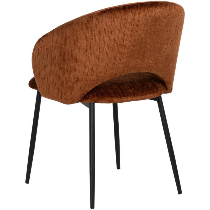 Fauteuil de table rétro chic en Velours Marron Côtelé Métal Noir Carden (Lot de 2) - 3