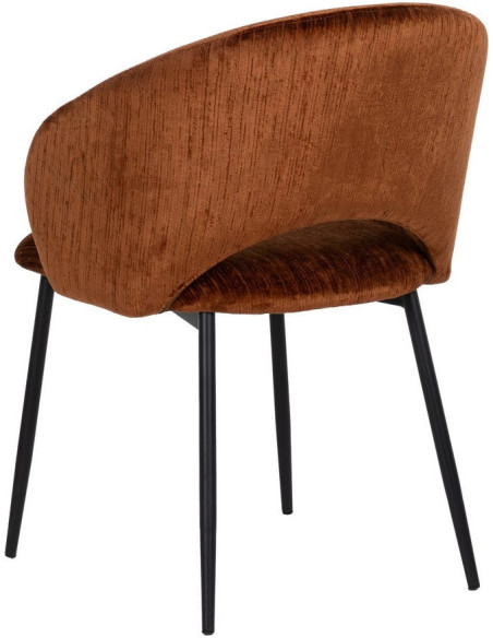 Fauteuil de table rétro chic en Velours Marron Côtelé Métal Noir Carden (Lot de 2) - 3