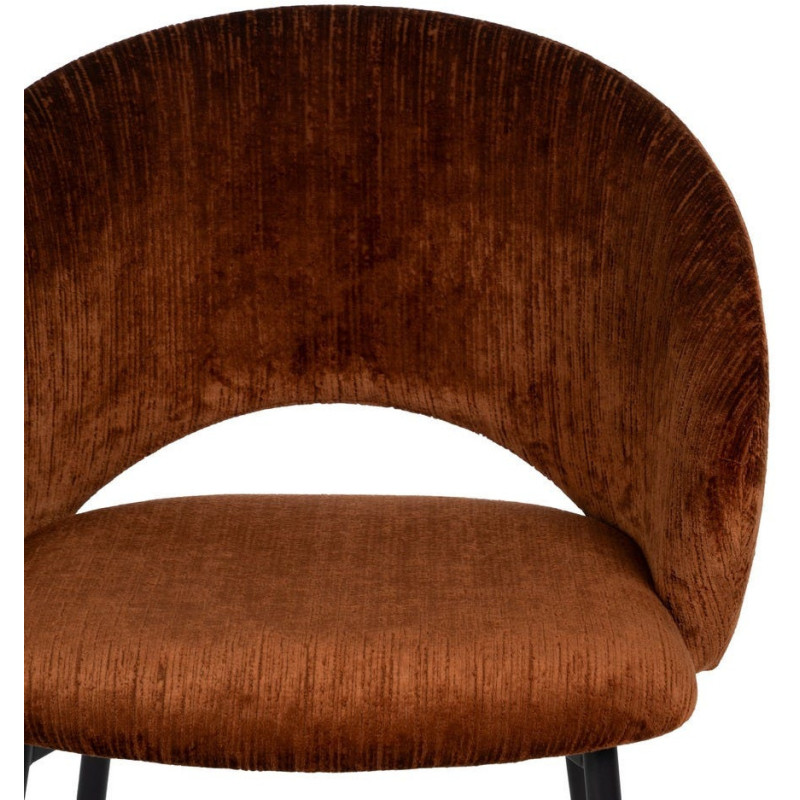 Fauteuil de table rétro chic en Velours Marron Côtelé Métal Noir Carden (Lot de 2) - 4