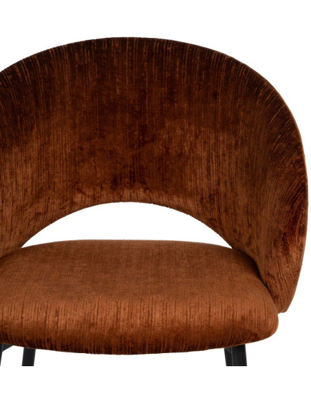 Fauteuil de table rétro chic en Velours Marron Côtelé Métal Noir Carden (Lot de 2) - 4