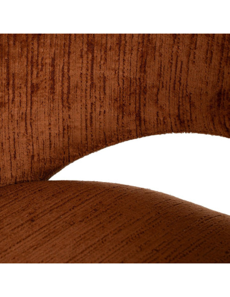 Fauteuil de table rétro chic en Velours Marron Côtelé Métal Noir Carden (Lot de 2) - 6