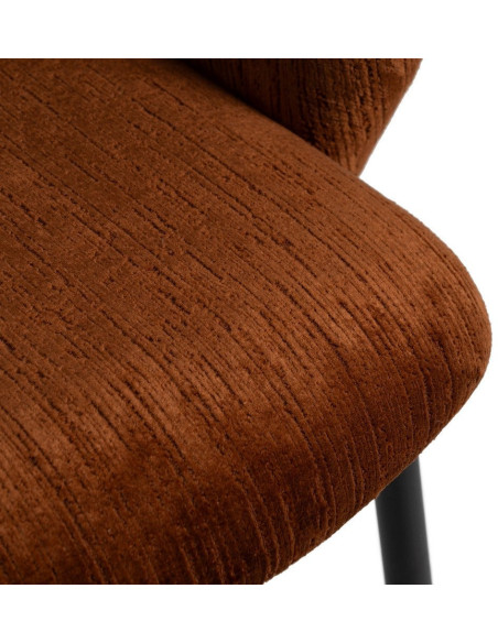 Fauteuil de table rétro chic en Velours Marron Côtelé Métal Noir Carden (Lot de 2) - 7