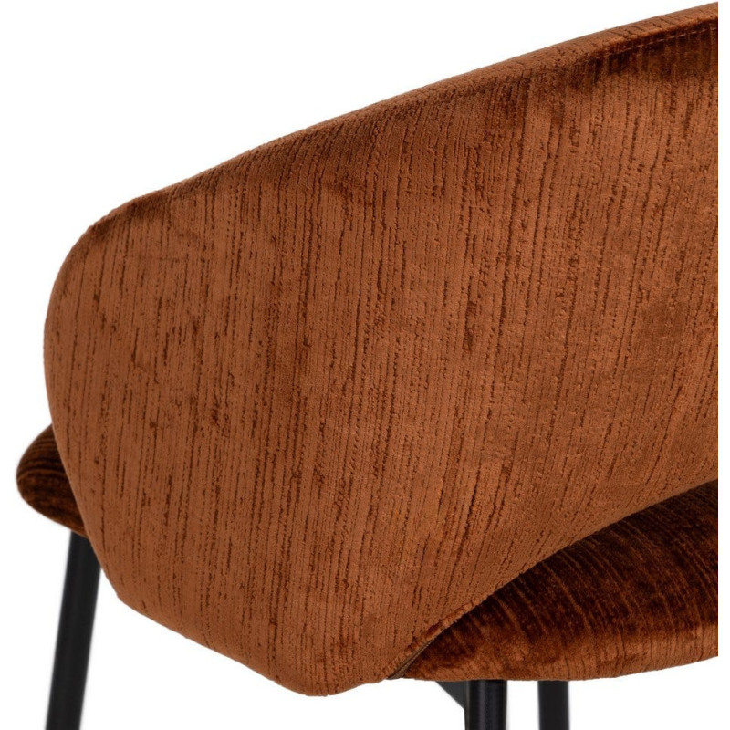 Fauteuil de table rétro chic en Velours Marron Côtelé Métal Noir Carden (Lot de 2) - 8