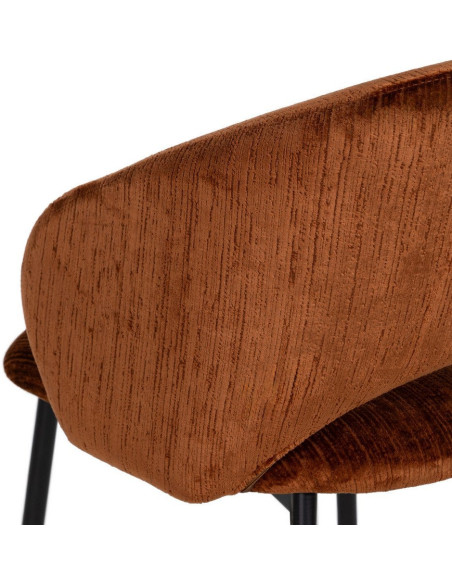 Fauteuil de table rétro chic en Velours Marron Côtelé Métal Noir Carden (Lot de 2) - 8