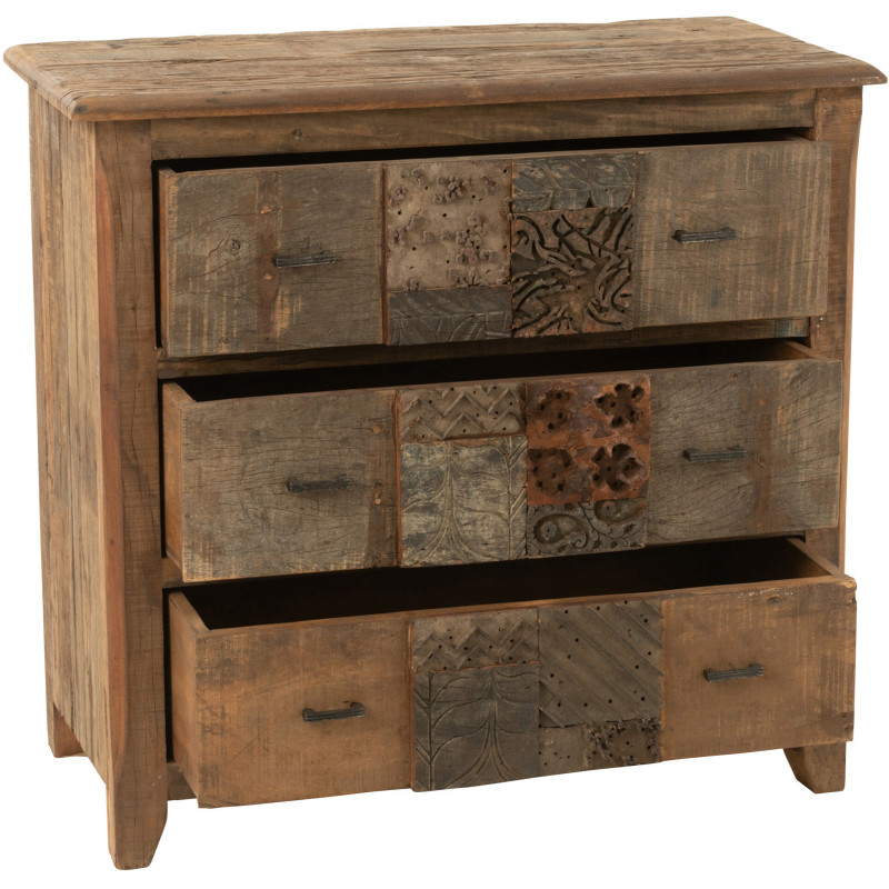 Meuble d'apothicaire 3 tiroirs Hector en bois vieilli marron - 7